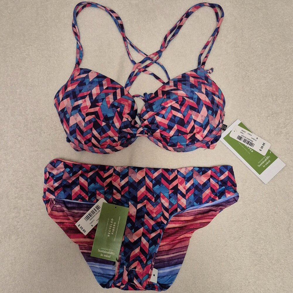 Aqua La Vie En Rose Bikini set with Push Up Bra - Size S NWT